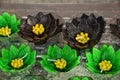 Black and Blue candle lotus flower for pray buddha culture , selective focus