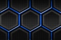 Black and blue cell metal background and texture. 3d illustration design