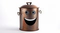 Happy Metal Trash Can With Eyes - Raw Materials Style