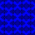 Black on Blue Fleur de Lis Arabic Geometrical Pattern Seamless Repeat Background Royalty Free Stock Photo