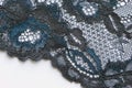 Black and blue flowers lace material texture macro shot Royalty Free Stock Photo