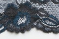 Black and blue flowers lace material texture macro shot Royalty Free Stock Photo