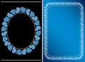 Black and blue - frames with grape clusters on vertical background - vector cards