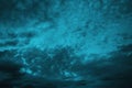 Black blue green night sky with clouds. Wind. Before the storm. Dramatic skies. Dark teal color background.