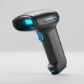 Black and Blue Handheld Barcode Scanner on White Background in a Studio Royalty Free Stock Photo
