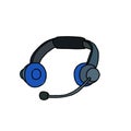 black blue headphones white backgound