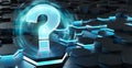 Black and blue question icon on hexagons background 3D rendering Royalty Free Stock Photo