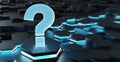 Black and blue question icon on hexagons background 3D rendering Royalty Free Stock Photo