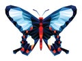 Black blue and red dot butterfly low polygon on white background Royalty Free Stock Photo