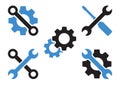 Black and blue set of tools icon. Vector Royalty Free Stock Photo
