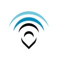 black and blue color signal wave icon