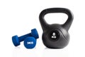 Black and blue weights equipment for fitness exercise Royalty Free Stock Photo