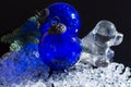 Black, blue and white, Chine horoscop, 2018 New Year of dog, glass dog figure and blue ball