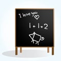 Black board with simple pictures