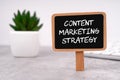 Black board with text content marketing strategy