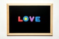 Black board with wording love
