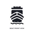 black boat front view isolated vector icon. simple element illustration from transport-aytan concept vector icons. boat front view