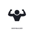 black bodybuilder isolated vector icon. simple element illustration from gym and fitness concept vector icons. bodybuilder