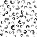 Black Bodybuilder showing his muscles icon isolated seamless pattern on white background. Fit fitness strength health