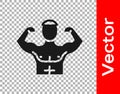 Black Bodybuilder showing his muscles icon isolated on transparent background. Fit fitness strength health hobby concept