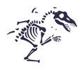 Black Bones Fossils Silhouette Obtained by Digging Vector Illustration