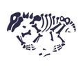 Black Bones Fossils Silhouette Obtained by Digging Vector Illustration