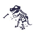 Black Bones Fossils Silhouette Obtained by Digging Vector Illustration