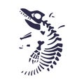 Black Bones Fossils Silhouette Obtained by Digging Vector Illustration