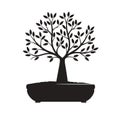Black Bonsai Tree. Vector Illustration Royalty Free Stock Photo