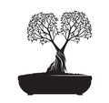 Black Bonsai Tree. Vector Illustration