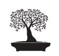 Black Bonsai Tree. Vector Illustration Royalty Free Stock Photo