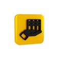 Black Book donation icon isolated on transparent background. Yellow square button.