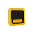 Black Book about electricity icon isolated on transparent background. Yellow square button.
