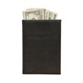 Black book with money and the inscription money management on white background Royalty Free Stock Photo