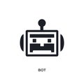 black bot isolated vector icon. simple element illustration from artificial intelligence concept vector icons. bot editable black Royalty Free Stock Photo