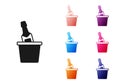 Black Bottle of champagne in an ice bucket icon isolated on white background. Set icons colorful. Vector Royalty Free Stock Photo