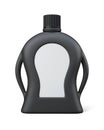 Black bottle of detergent with a blank label for your design. Fr