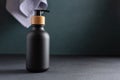 Black bottle with dispenser pump for liquid soap and other barh products Royalty Free Stock Photo