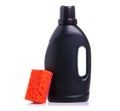 Black bottle laundry gel and cleaning sponge