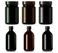 Black bottle mockup. Cosmetic, medicine packaging