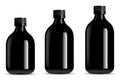 Black bottle mockup. Black glass syrup jar, vial Royalty Free Stock Photo