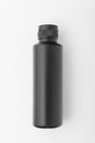 Black bottle, thermos on white background. Copy space. Mock up. Vertical frame Royalty Free Stock Photo