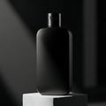 Black Bottle on White Pedestal Royalty Free Stock Photo