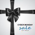 Black bow with crosswise ribbon and inscription Cyber Monday Sal