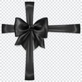 Black bow with crosswise ribbons