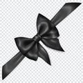 Black bow with diagonally ribbon