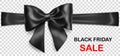 Black bow with horizontal ribbon and inscription Black Friday Sa Royalty Free Stock Photo