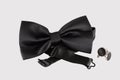 Black bow tie with cuff links Royalty Free Stock Photo