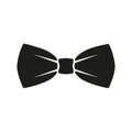 Black bow tie icon. Isolated sign bow tie on white background in flat design. Vector illustration Royalty Free Stock Photo