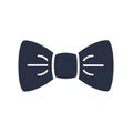 Black bow tie vector icon isolated on white background. Gentleman accesories logo. Official suit concept. Elegant silk Royalty Free Stock Photo